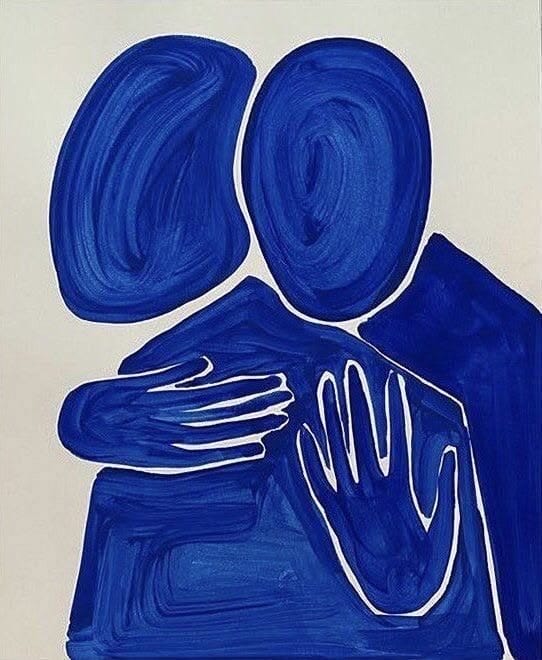 Tablou albastru cuplu abstract ilustratie terapie